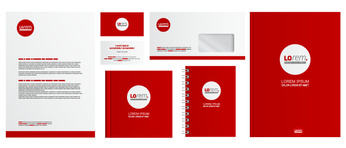 printed brand documents: business cards, letterheads, notepad, envelope and cd cover