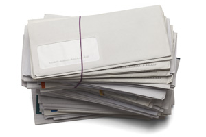 stack of direct mail envelopes